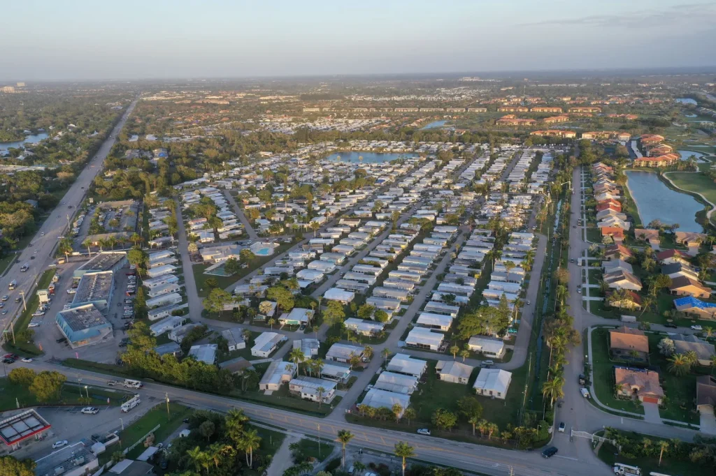 Aerial view of a Florida residential neighborhood