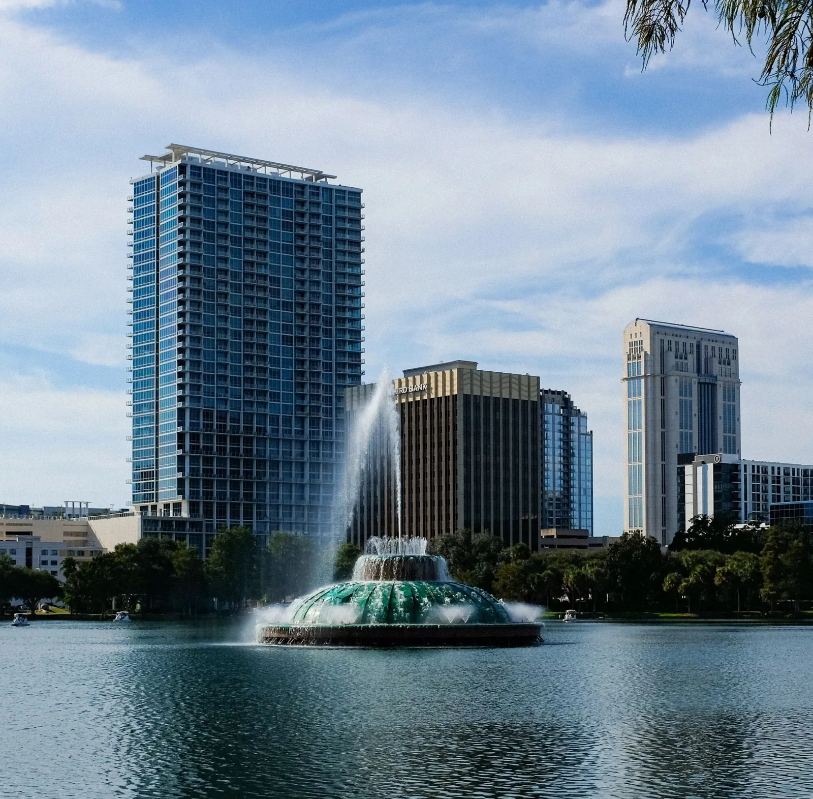 Orlando skyline and Lake Eola in Central Florida